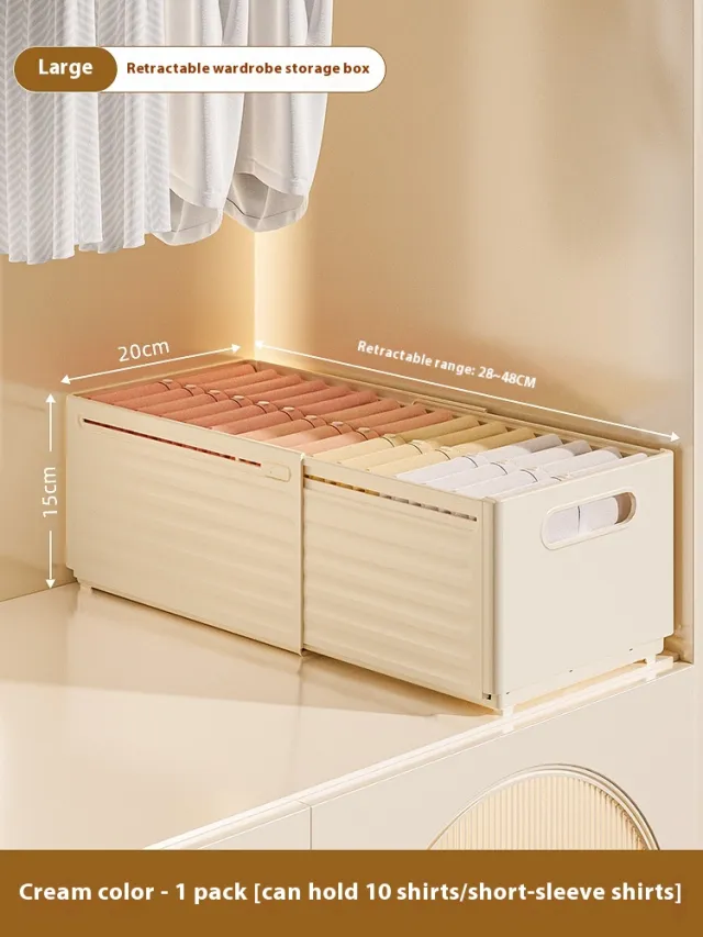 Wardrobe Storage Box Clothing Toys Storage Box Underwear Storage Milky White Large Size 20Cm - Shop at LoveMi