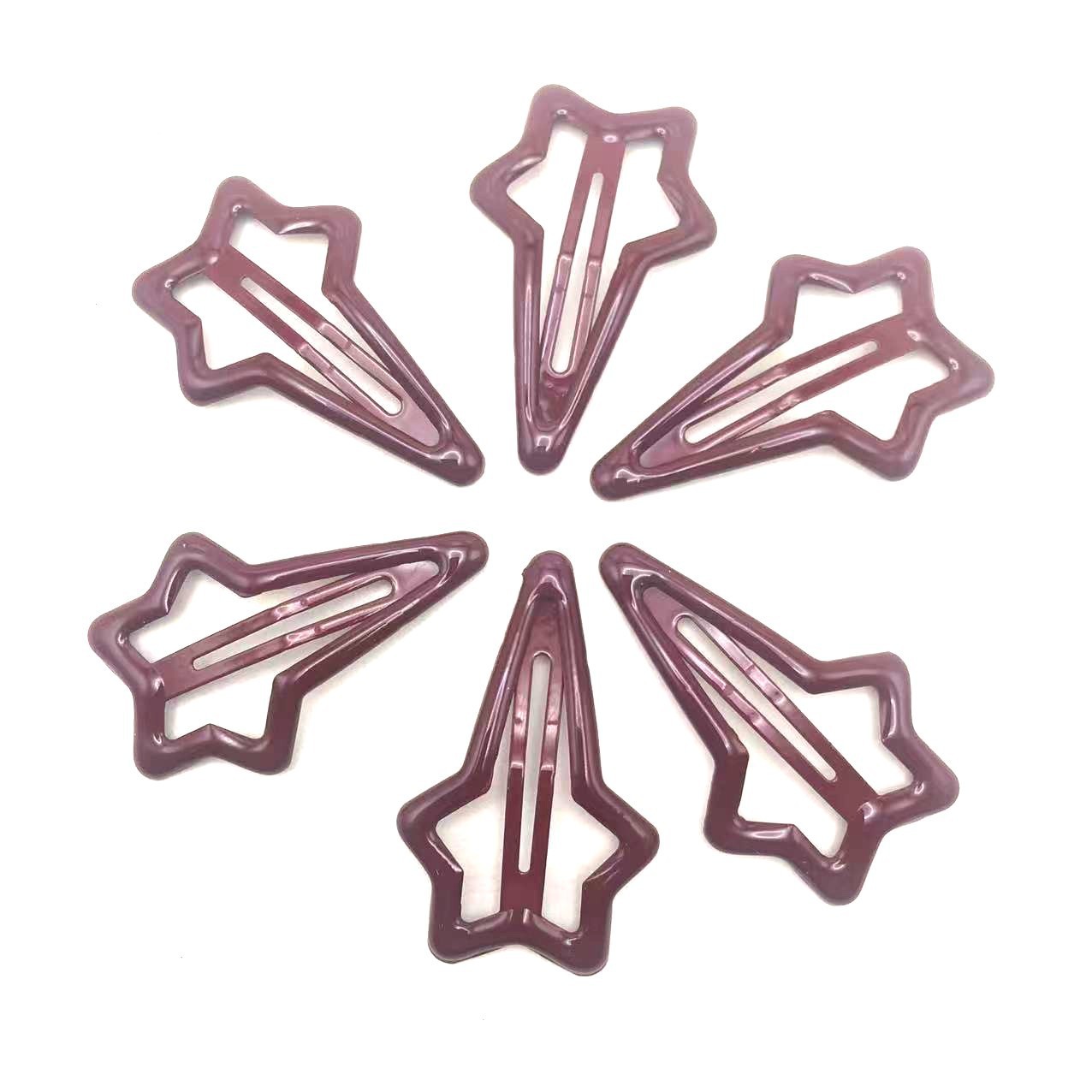 Five-pointed Star Hair Clip In Solid Color With Oil-drip Design