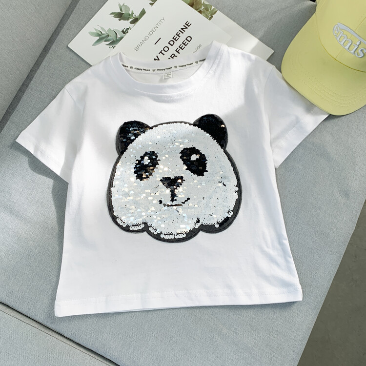 Title 7, T-shirt Panda ragazzo manica corta Top mezza ma...