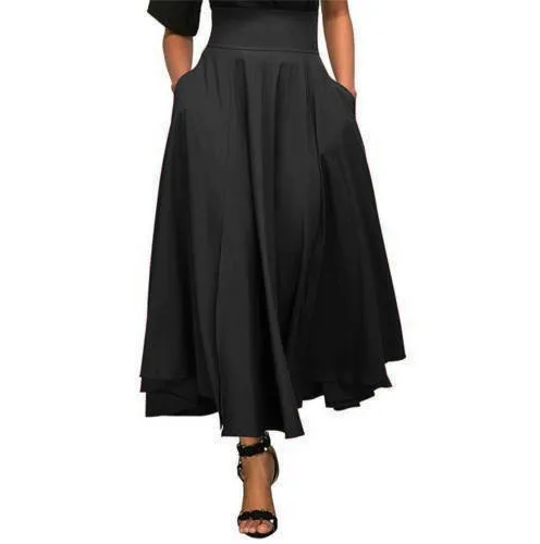Multi Color Big Hem Skirt Versatile Black - Shop at LoveMi