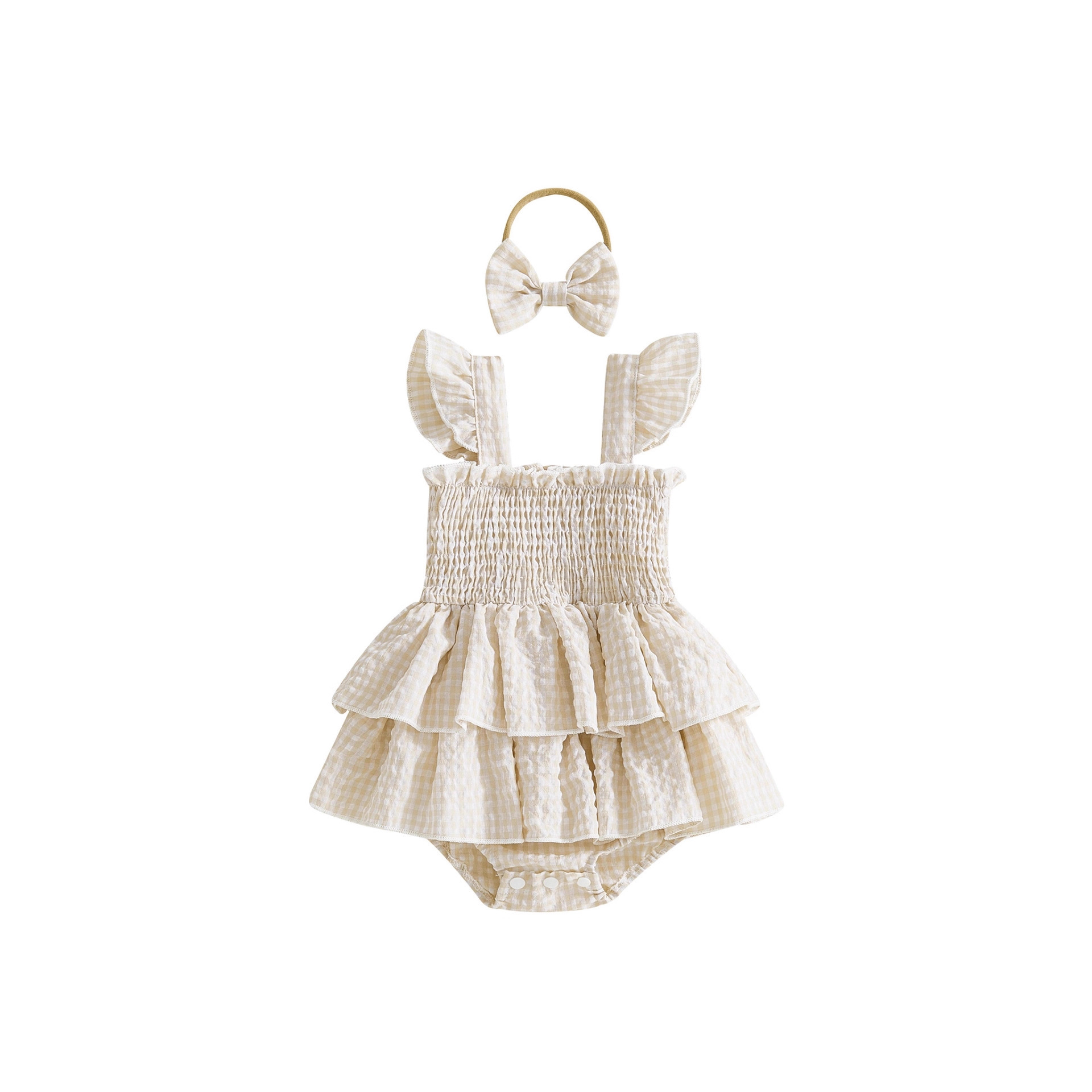 Girls Headband With Plaid Dress Headpiece