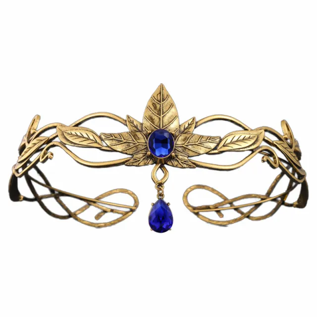 European And American Headdress Alloy Vintage Leaves Headband Hole Lvzuan Drill - Shop at LoveMi