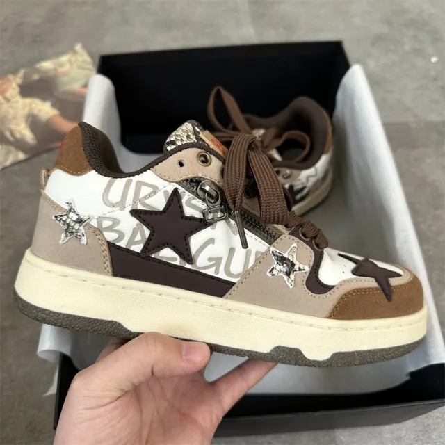 Casual Design Sense Niche Low top Sneakers Women Brown - Shop at LoveMi