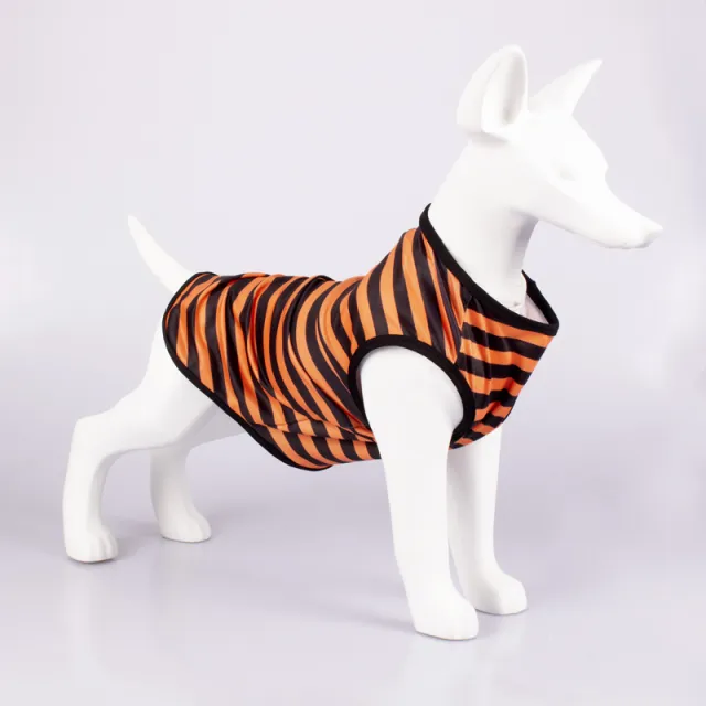 Pet Vest Comfortable Breathable Stripes Vest Dog Clothes Black Orange - Shop at LoveMi