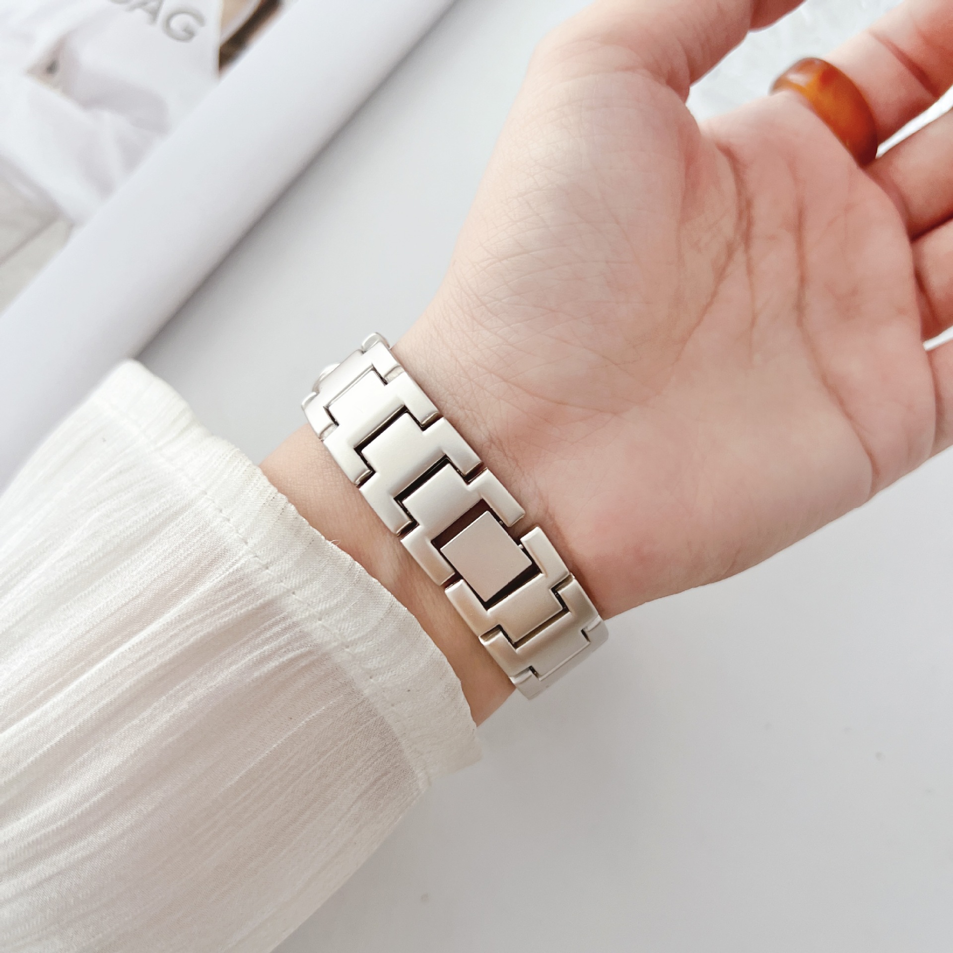 Single-row Denim Chain Metal Watch Strap 8