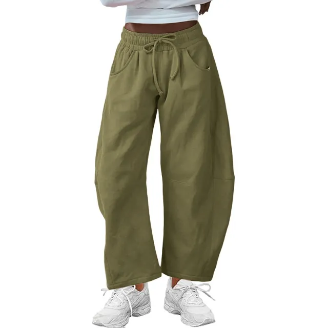 Fashion Loose Sports Drawstring Pocket Cropped Sweatpants Army Green - Shop at LoveMi