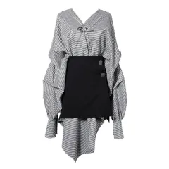 Irregular Cut V-neck Fashionable Suit Dress Women's Long Sleeve Skirt Two-piece Set - Small Plaid - View 1