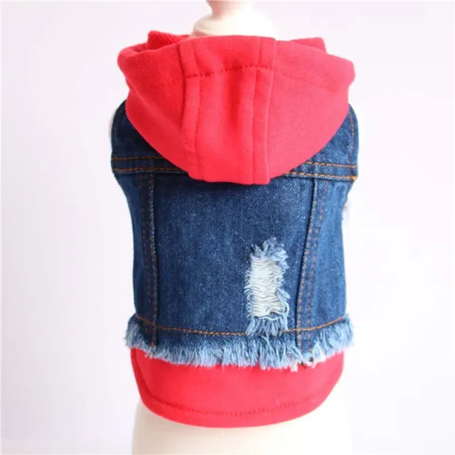 Pet Supplies Denim Dog Knitted Hooded Vest Red - Shop at LoveMi