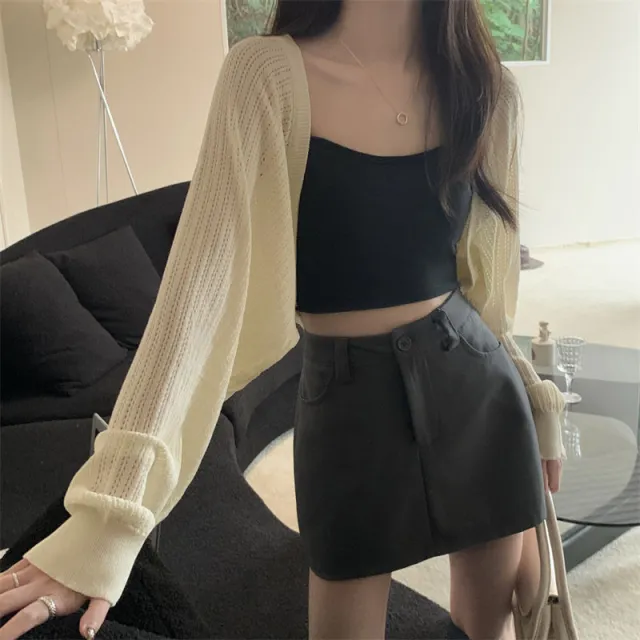 Women's Summer Hollow out Long sleeved Sweater Top Apricot - Shop at LoveMi