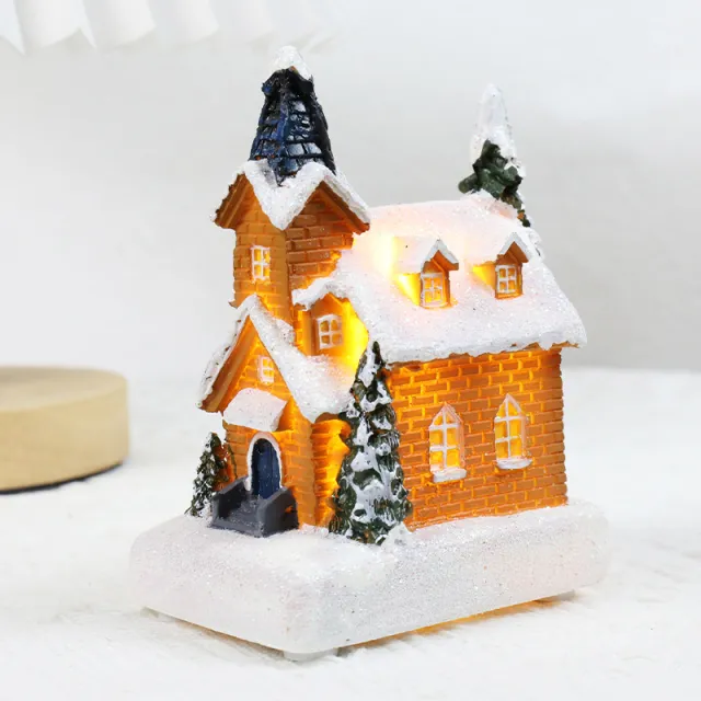 Christmas Decorations Resin Small House Luminous Ornaments Christmas House Type C - Shop at LoveMi