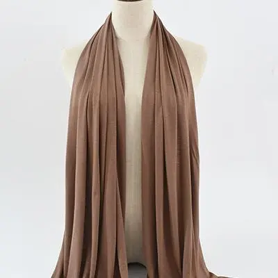 Pure Color Rayon Jersey Ethnic Women's Scarf Mercerized Cotton Modal Headcloth Scarf Brown - Shop at LoveMi