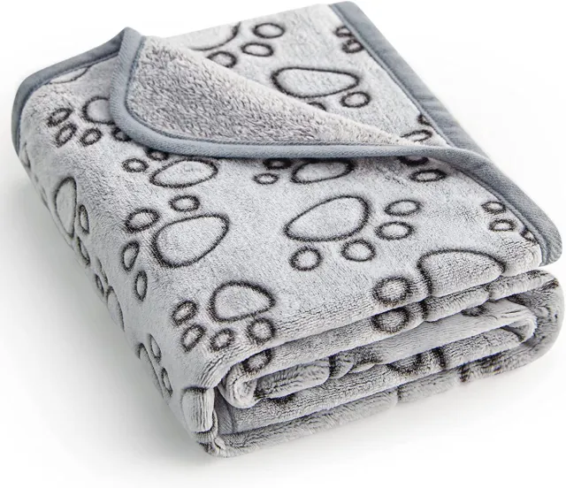 Pet Blanket Flannel Cut Flower Footprints Gray Edging - Shop at LoveMi