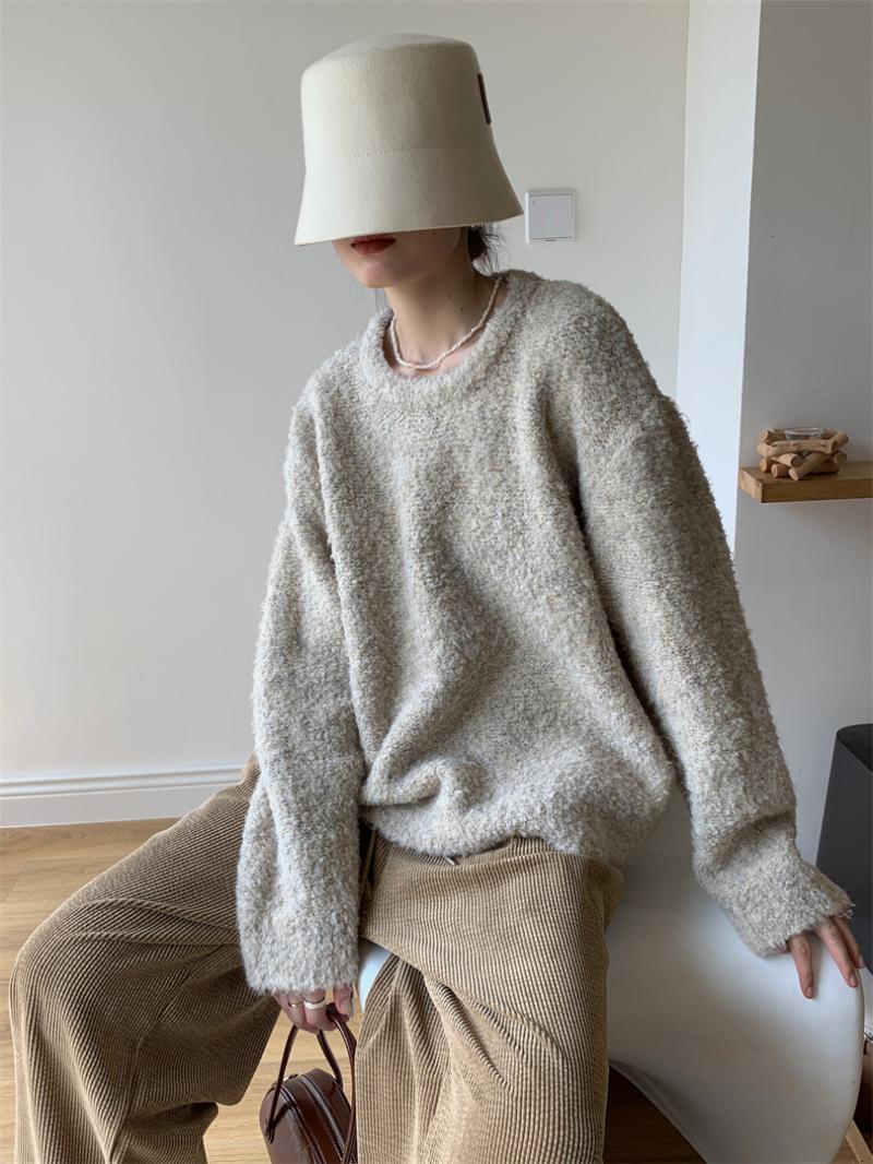 Title 7, Color Round Neck Pullover Furry Vintage Wool Ci...