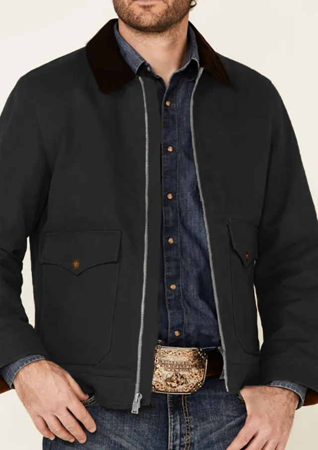 Men's Spring And Autumn Casual Cotton Canvas Jacket Black - Shop at LoveMi