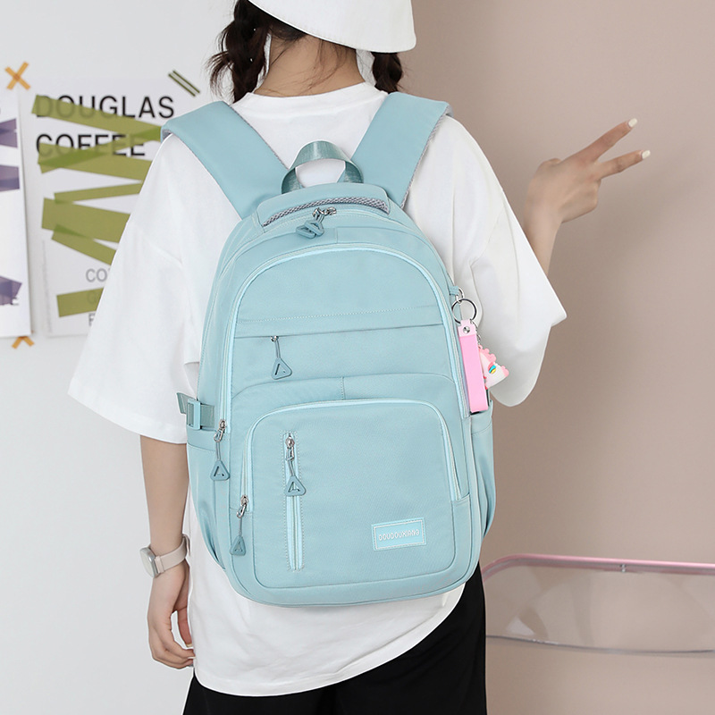 High-grade Solid Color Casual Backpack Multi-compartment