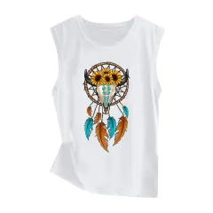 Sunflower Print Sleeveless Women's Vest Butterfly Top - 45928-M - View 1