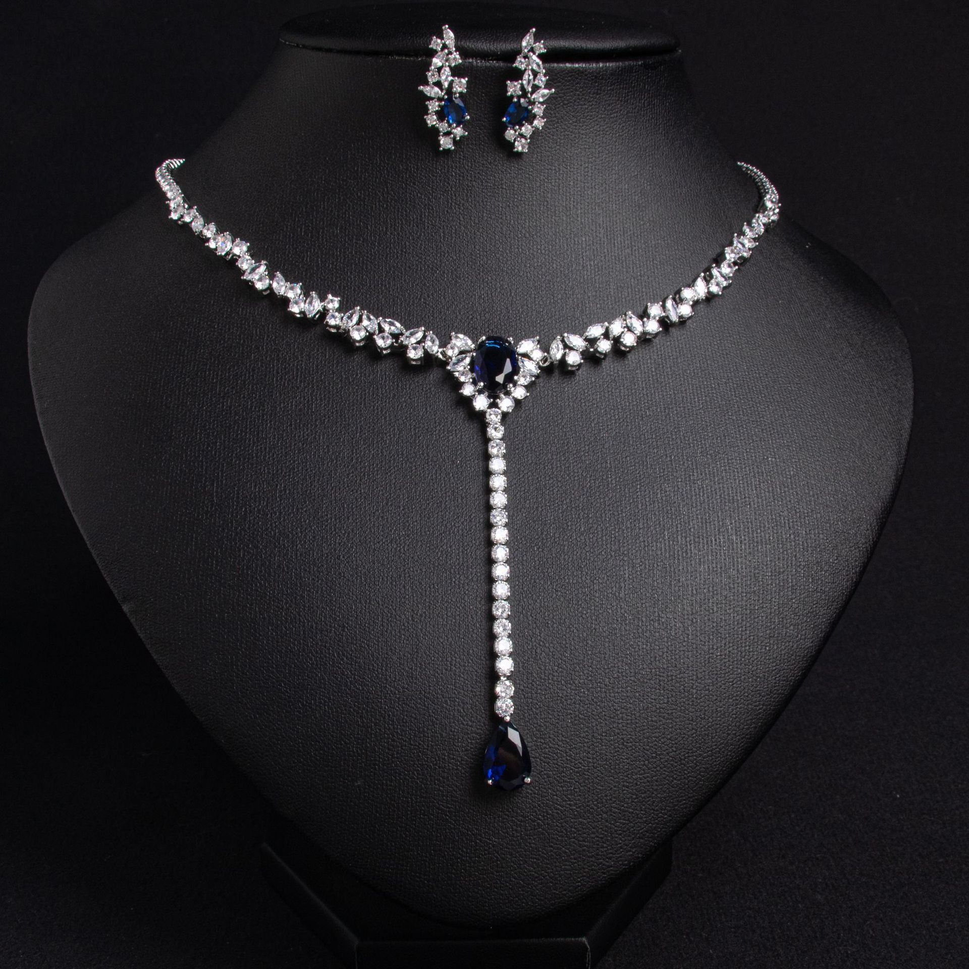 Copper Zircon Water-Drop Necklace, picture 4 of 6