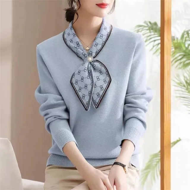 Autumn And Winter Loose Belly covering Shirt Top Mother's Sweater Blue - Shop at LoveMi