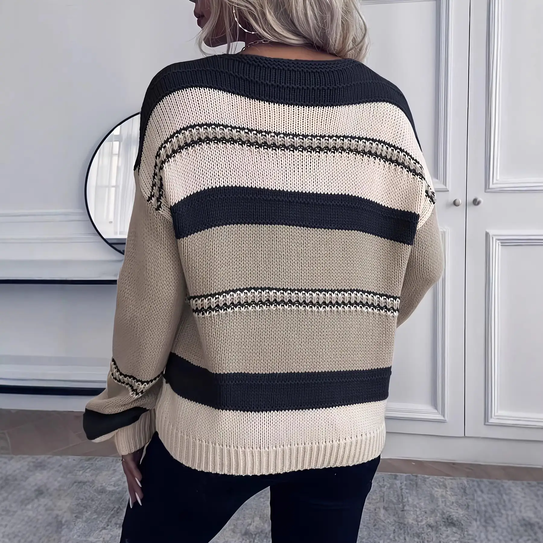 Loose-Fit Pullover Knitted Sweater For Women