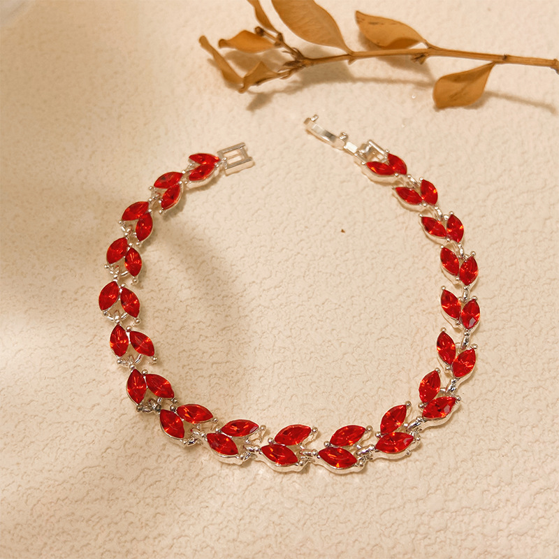 Simple Rhinestone Zircon Girls' Bracelet Willow Leaf Niche
