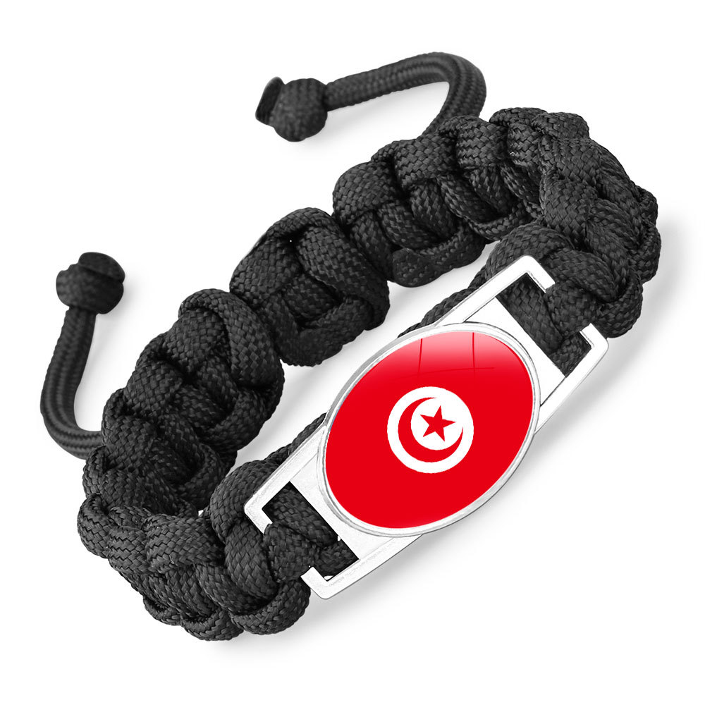 Flag-pattern Woven Adjustable Paracord Bracelet