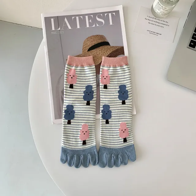 Women's Mid Tube Stockings Cute Cartoon Pattern Pink - Shop at LoveMi