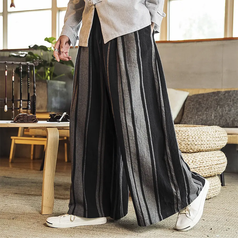 Loose And Comfortable Nepal Striped Breathable Wide-leg Pants