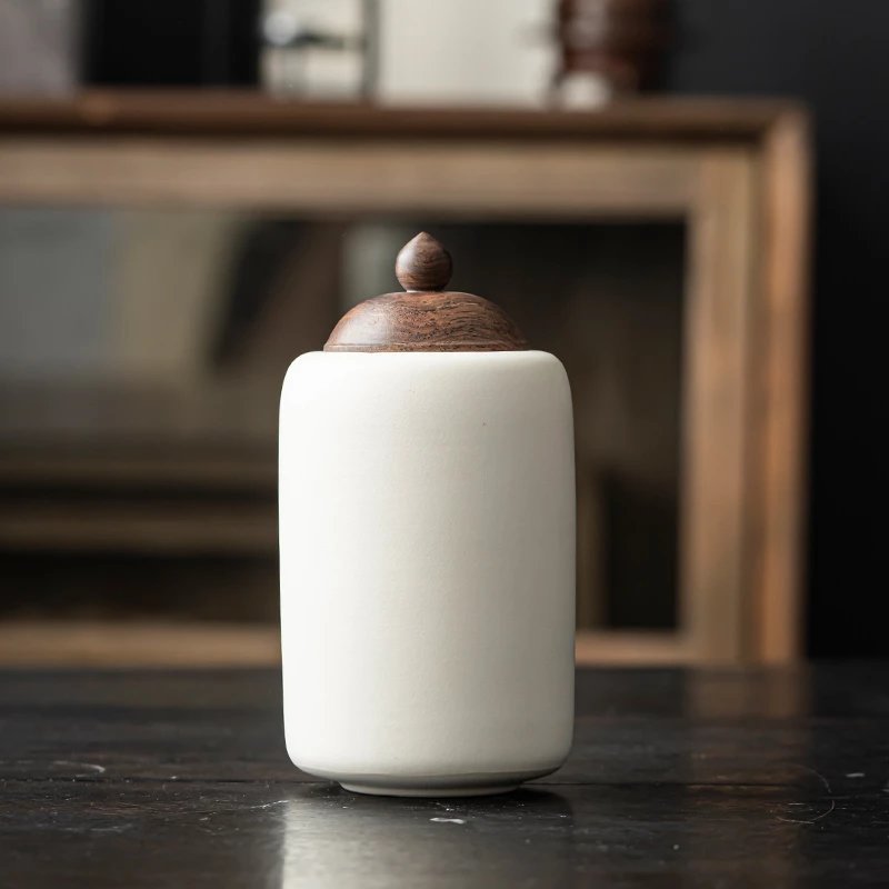 Plain White Tea Jar Blackwood Ceramic Sub-white Tea Warehouse Sealed Jar