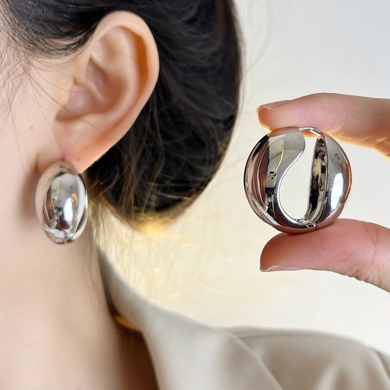Minimalist Glossy Round Earrings Women