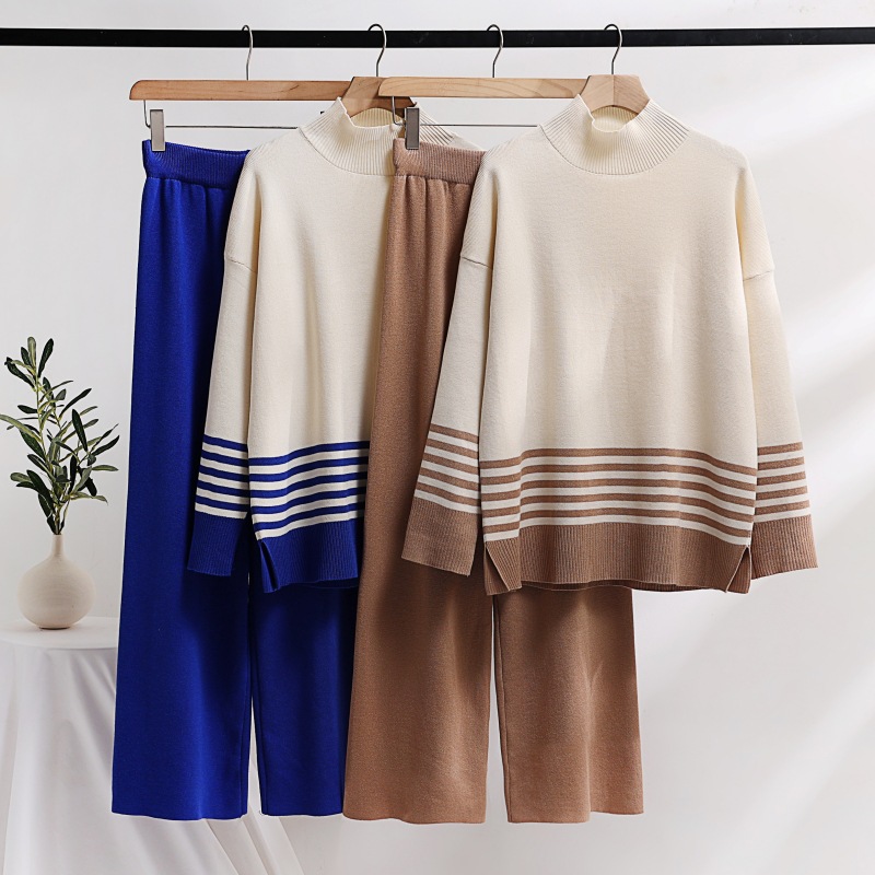 Casual Fashion Set Age-reducing Knitted Top Wide Leg - Image 1