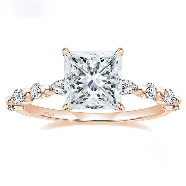 Square Zircon Princess Cut Diamond Ring Rose Gold - Shop at LoveMi