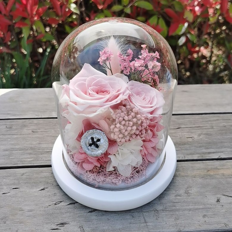 Preserved Rose DIY Craft Kit With Glass Dome (Light Pink