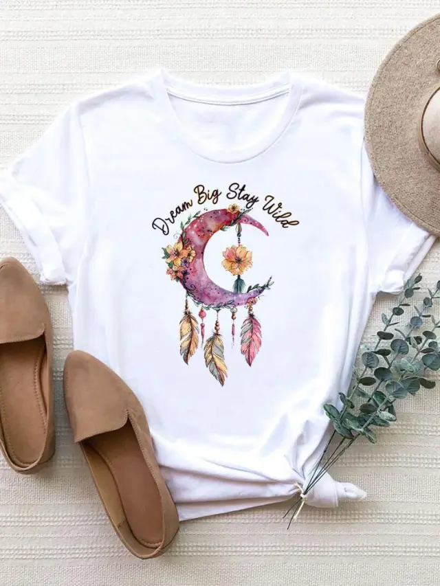 Women's Fashion Printing Short Sleeve T shirt Top 3Color - Shop at LoveMi