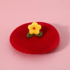 Pet Cat Dog Wool Felt Flower Hat - Yellow Little Flower Hat - View 1