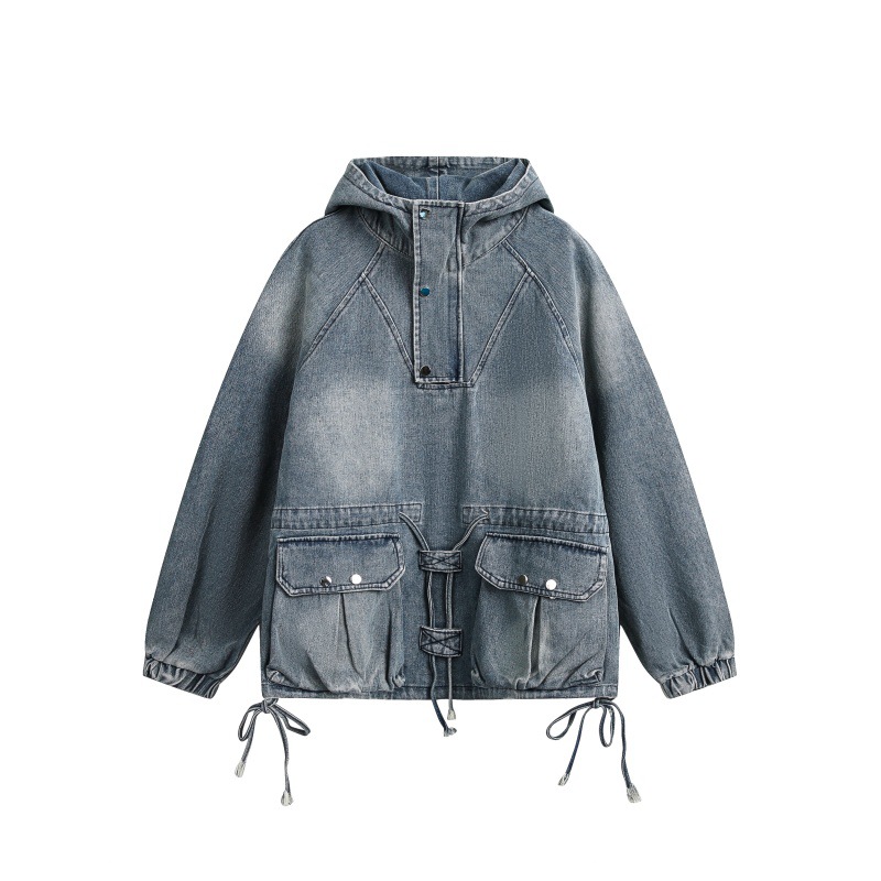 Arrival American-Style Vintage Washed And Distressed Pullover Denim Jacket