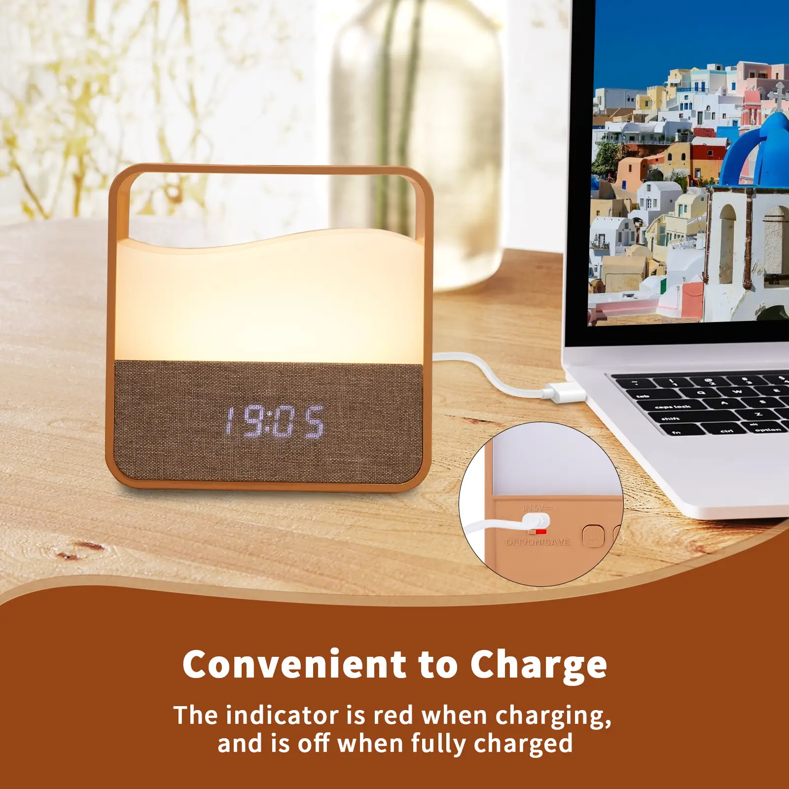 Alarm Clock Wood Grain Creative Bedside-use Remote Control Small Night Lamp