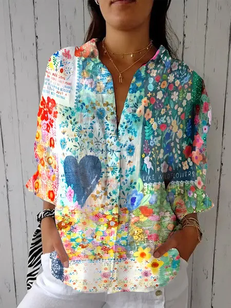Women's Creative Fashion 3D Printing Lapel Casual Shirt 1224441 Sx2618 - Shop at LoveMi