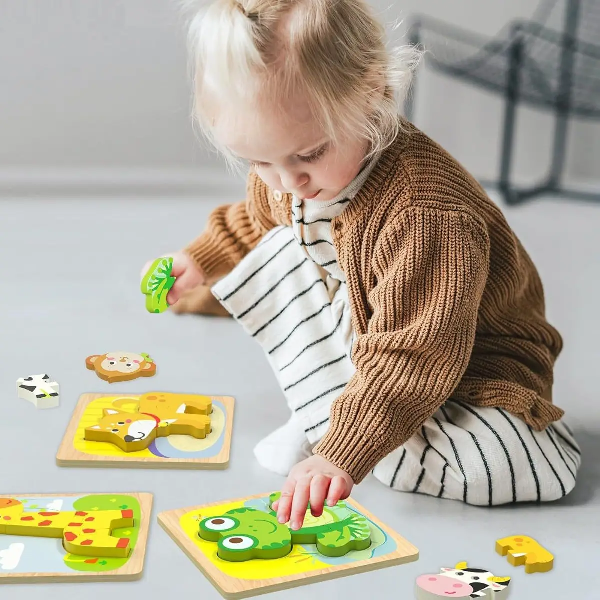 Childrens Wooden Cartoon Educational 3D Puzzle
