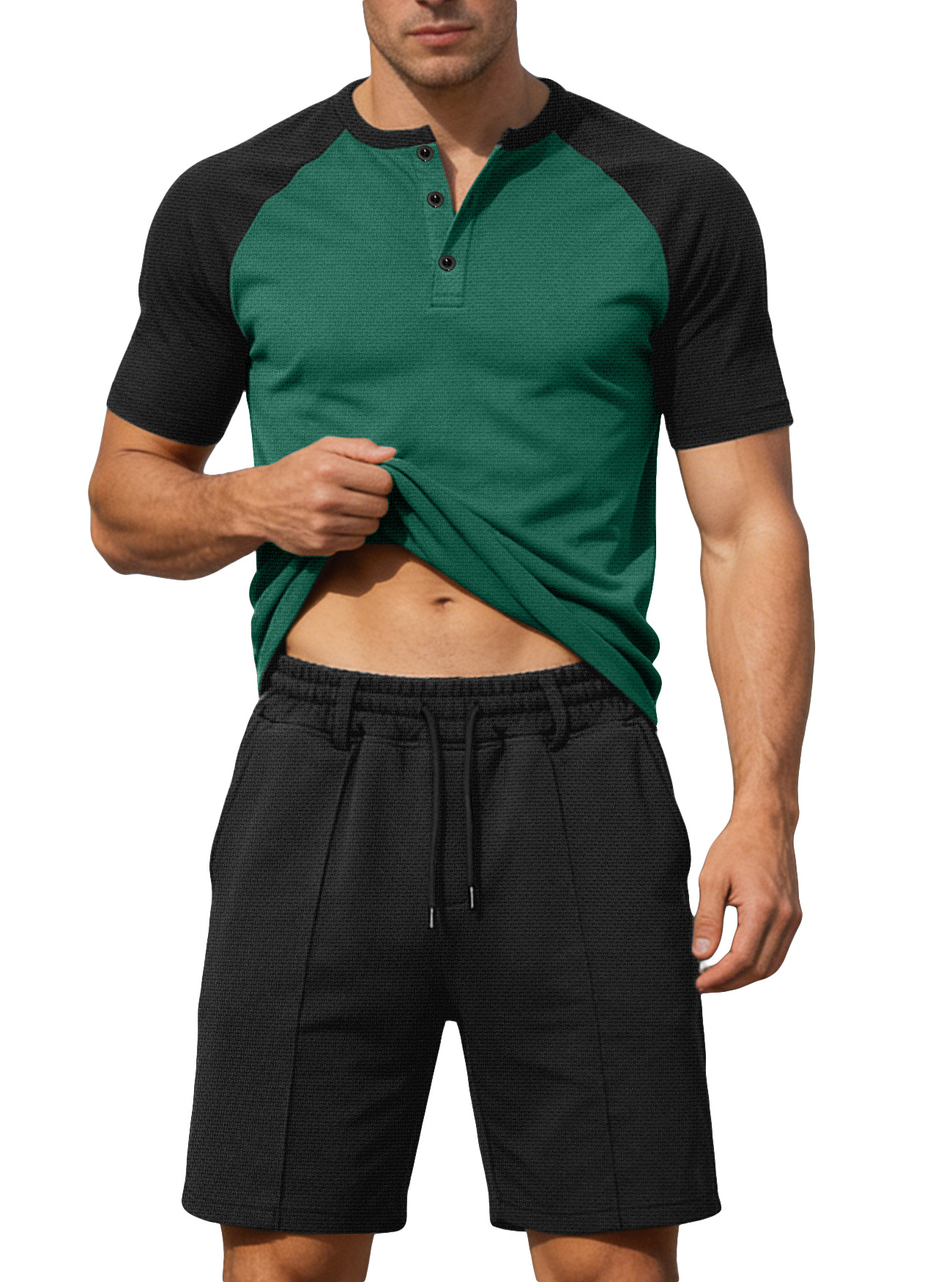 Mens Short-Sleeve T-Shirt And Shorts Two-Piece Set