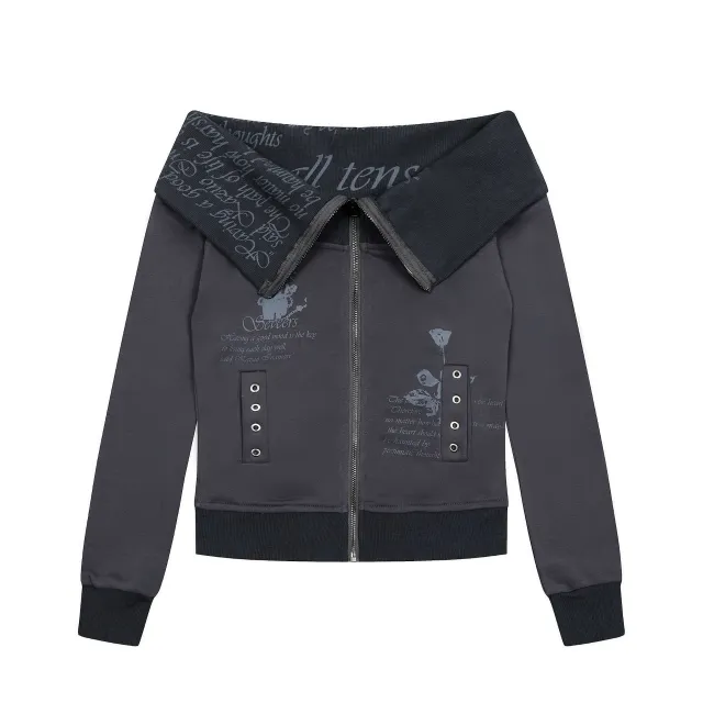 Retro Personalized Patterns Design Sweater Cardigan Dark Blue - Shop at LoveMi