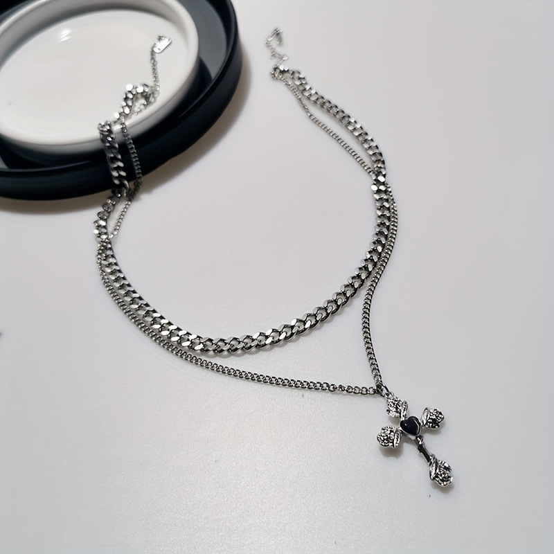 Flower Cross Necklace Personality High Sense