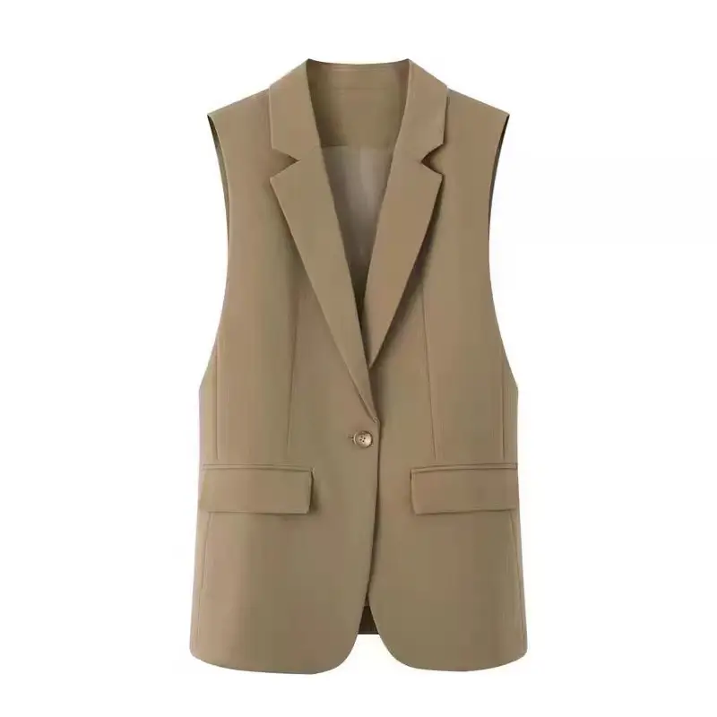 Womens Fashionable Slim-Fit Versatile Split-Panel Vest