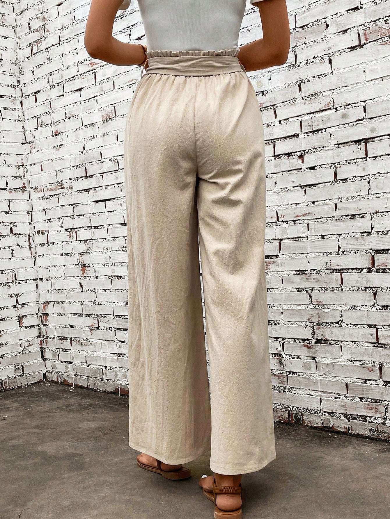 Pantalones de mujer de imitación de lino y algodón, cintura alta ajusta B01f32bb 2d30 4834 8e7d 362ca04300a7