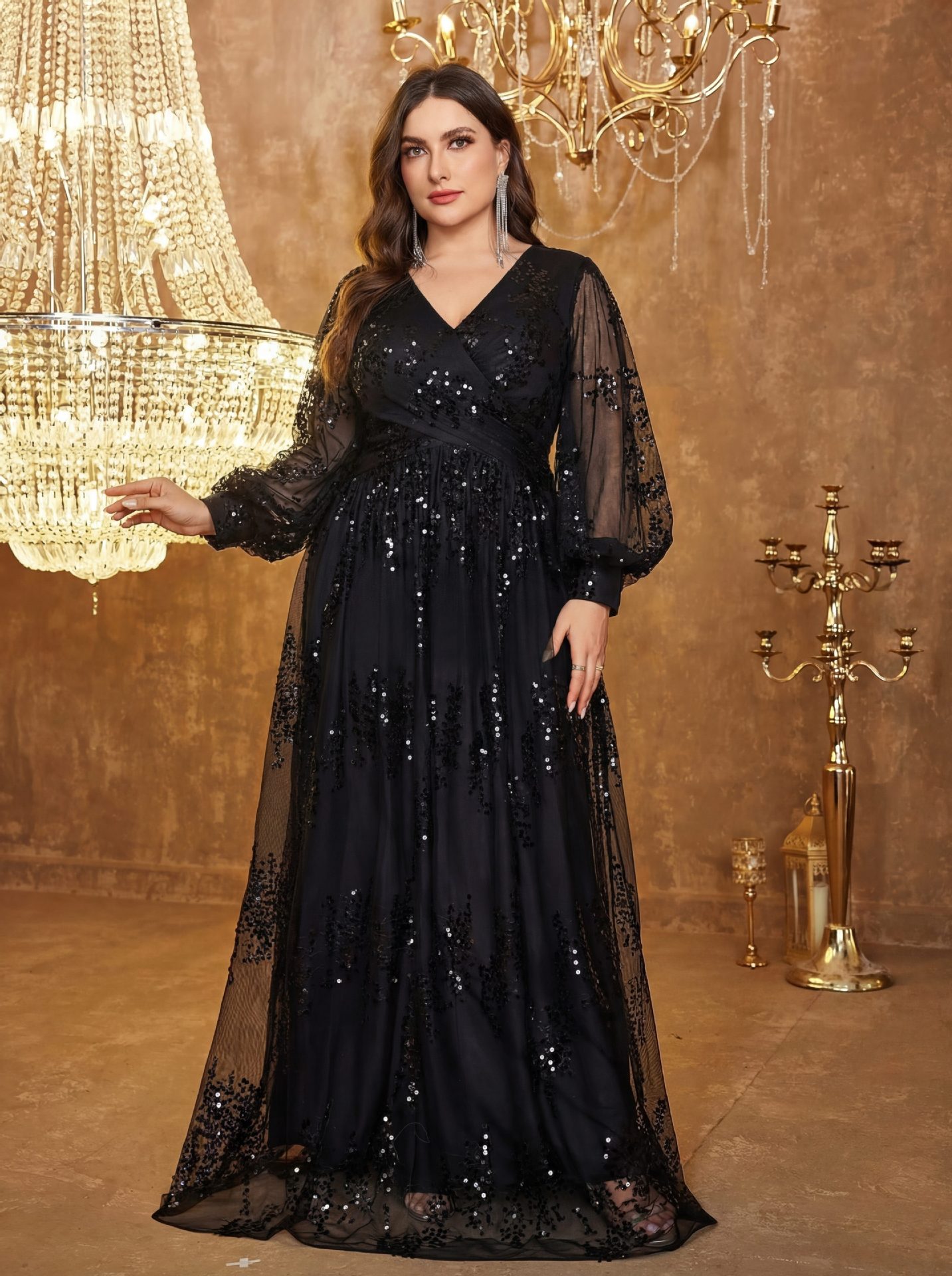 Long Sleeve Sequin Mesh Dress, picture 5 of 5