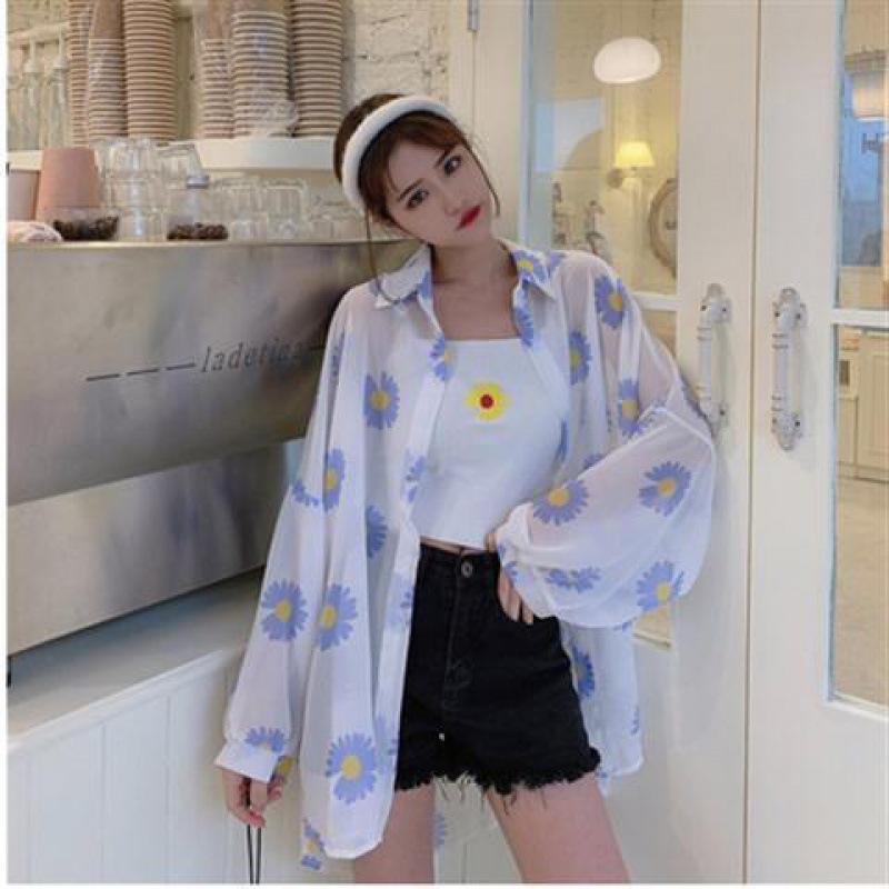 Little Daisy Thin Long Sleeve Chiffon Sun Protection Shirt