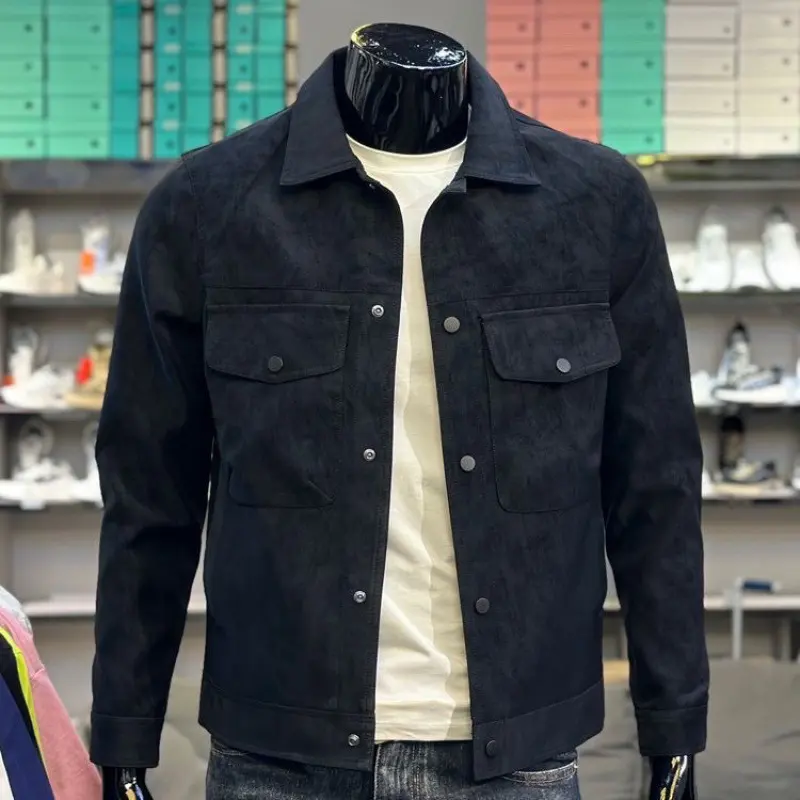 New Casual Collar Trendy Cool Suede Jacket Single-breasted Men's