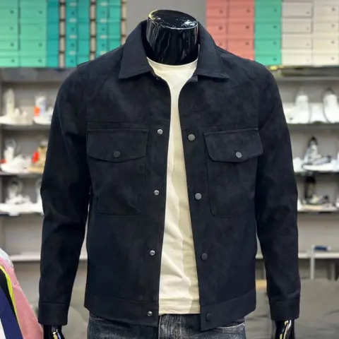 New Casual Collar Trendy Cool Suede Jacket Single-breasted Men's