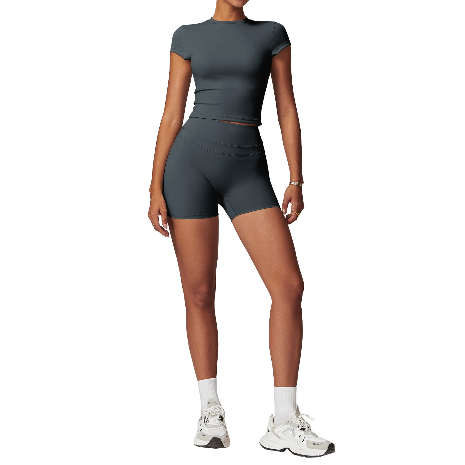 Women's Solid Color Sanding Tight Back Yoga Suit