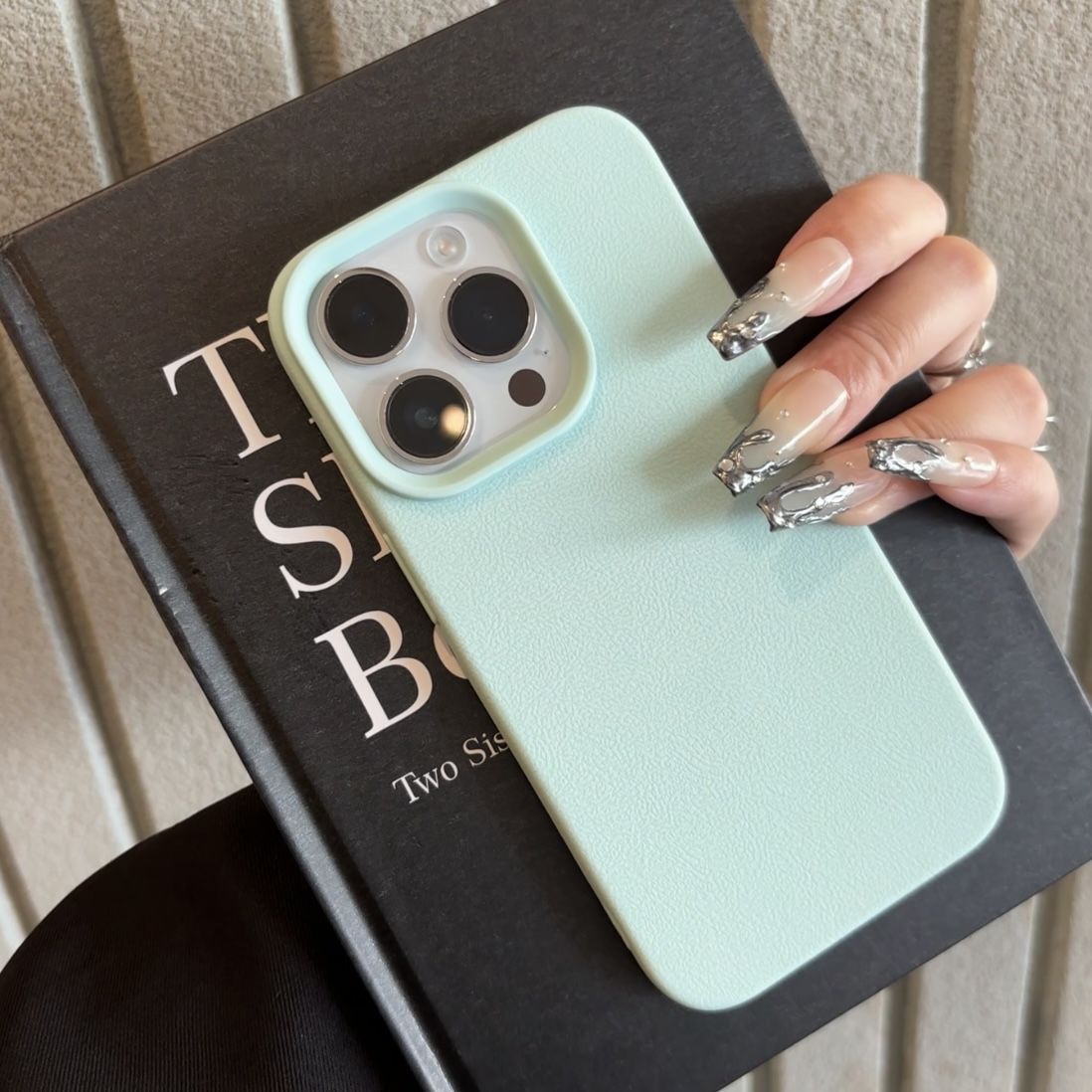 Lychee-pattern Matte Phone Case Solid Color - Image 8