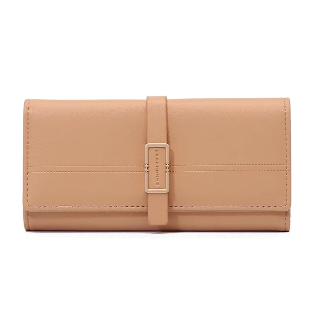 Long Metal Buckle Simple Tri fold Clutch Yellow - Shop at LoveMi